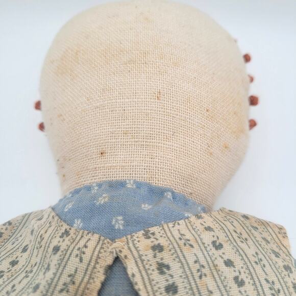 Set 2 Folk Art Primitive Cloth Dolls 1985 1986 Signed Handmade Vintage Country - Picture 4 of 14